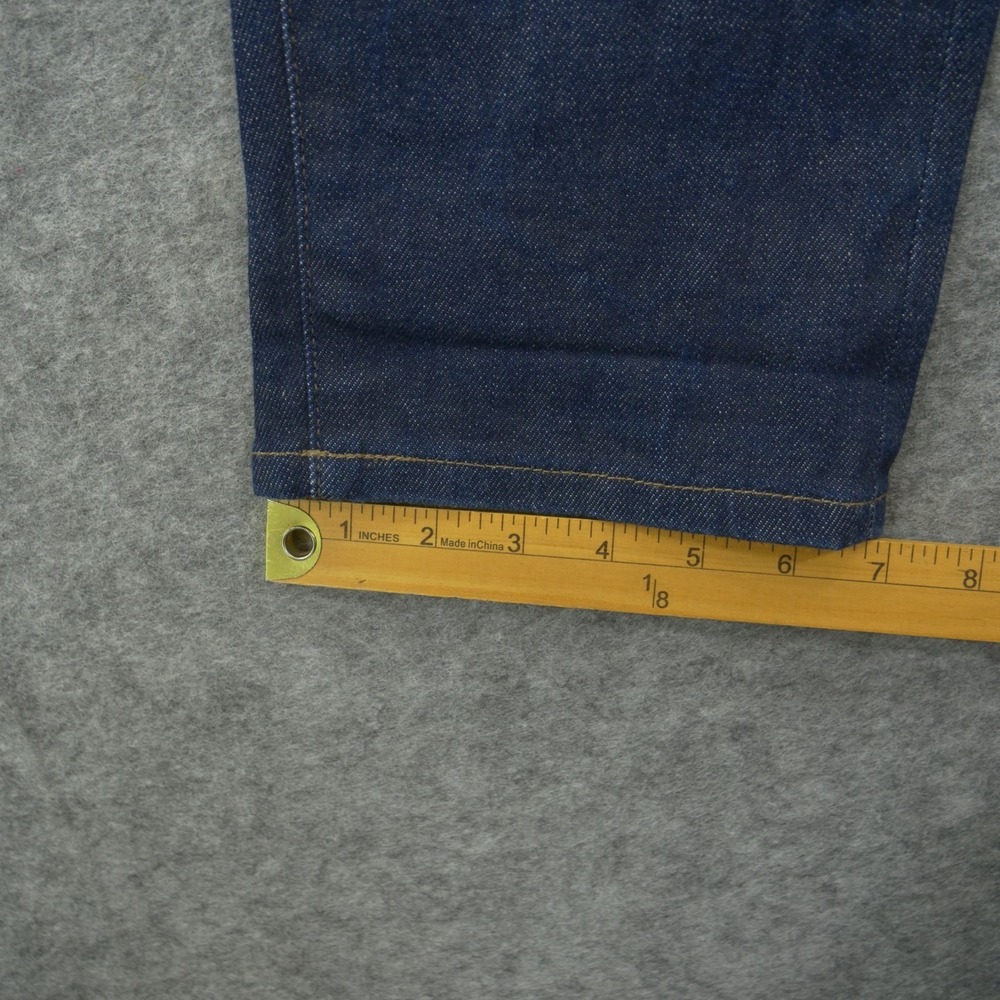 Uniqlo Jeans Mens Blue 33 Straight Leg Selvedge Mid Rise Zip Fly Dark Wash - Picture 11 of 11